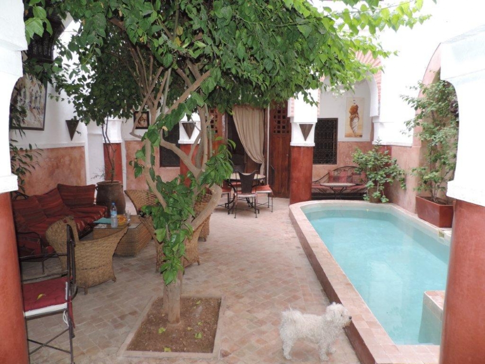 El ksour ,au cœur de la médina de Marrakech à proximité de la Koutoubia et à 5mins à pieds de la place jamaa el fna, lumineux Riad de 5 chambres offrant une superficie au sol de 149 m2 et 250 m2 habitable hors terrasse avec piscine et terrasse supérieure aménageable + son extension 1 Riad mitoyen de 3 chambres offrant une superficie au sol de 84 m2 , parking à proximité, 2 titres fonciers , petits travaux de rafraichissement à prévoir